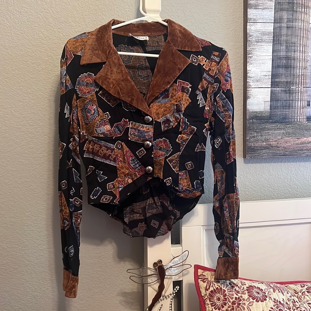 Vintage button up western blouse